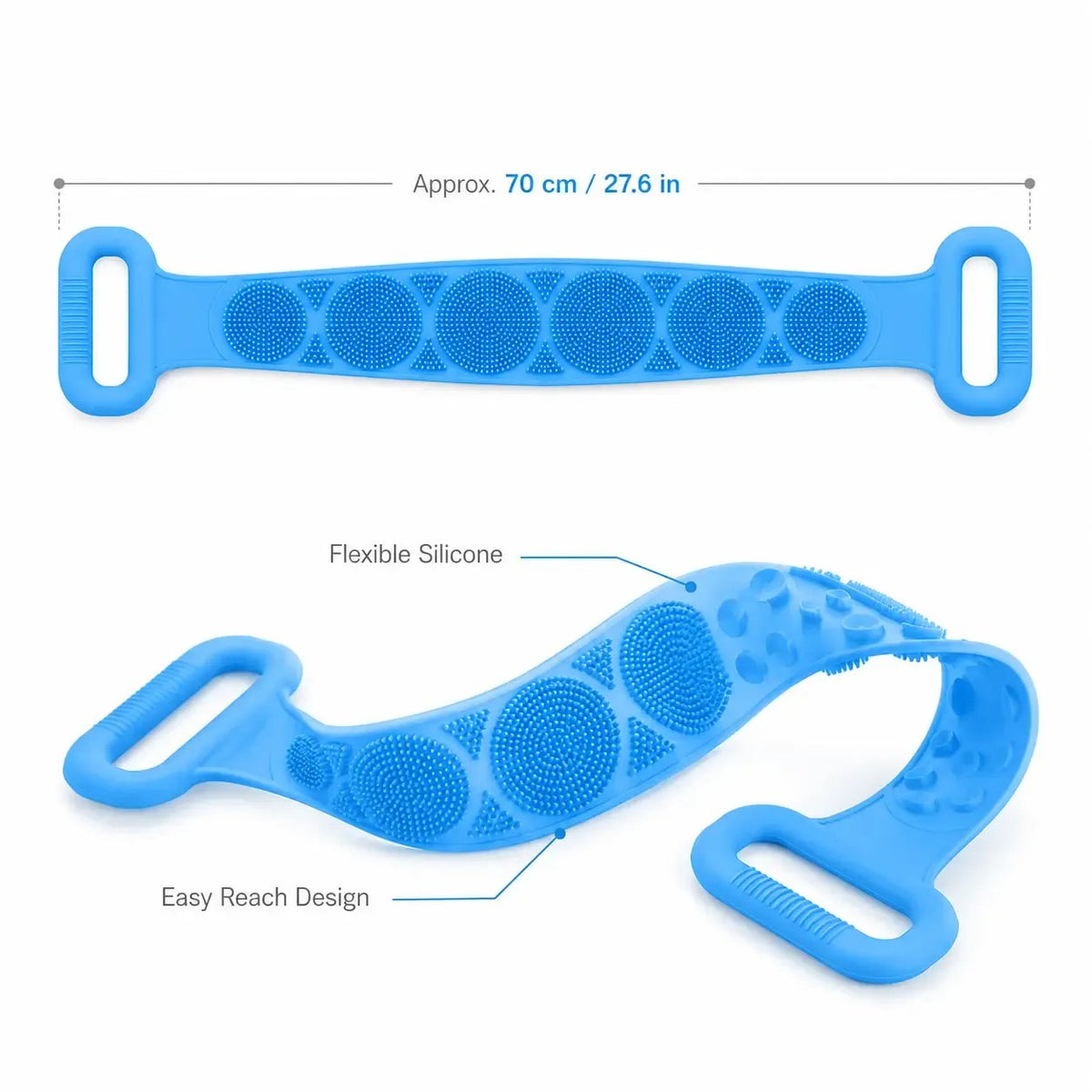🔥LAST DAY 50% OFF - 🚿🛁 Silicone Shower Back Scrubber Belt – Double-Sided Exfoliating Shower Body Brush with Mesh Sponge for Deep Cleaning