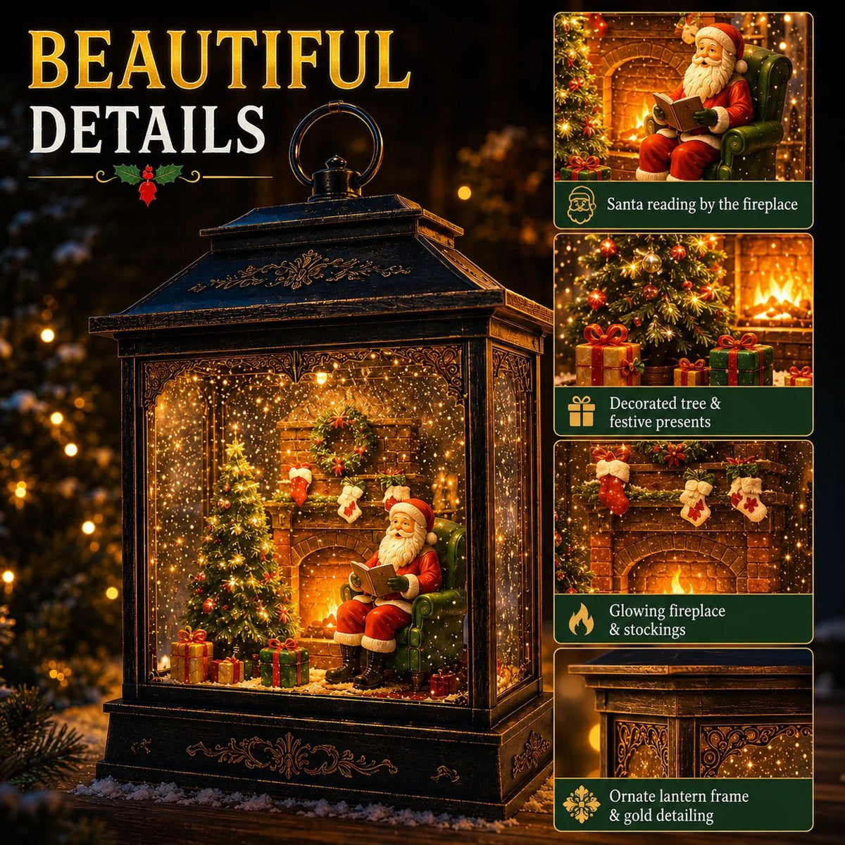 🎁 Last Day 50% OFF✨-🎅 Santa's Magical Fireplace Lantern Bring the Magic of Christmas Home ✨
