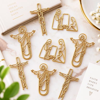 ✝️ Last Day 50% OFF✨-📚 Elegant Faith-Inspired Gold Page Markers 📖