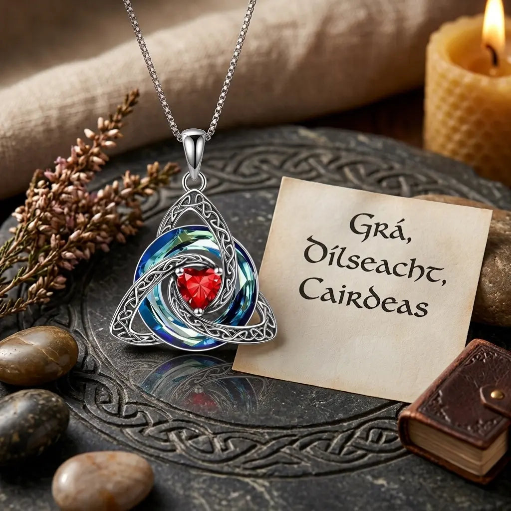 ✨ 50% OFF – Birthstone Celtic Trinity Knot Necklace – Silver-Plated Crystal Pendant Jewelry