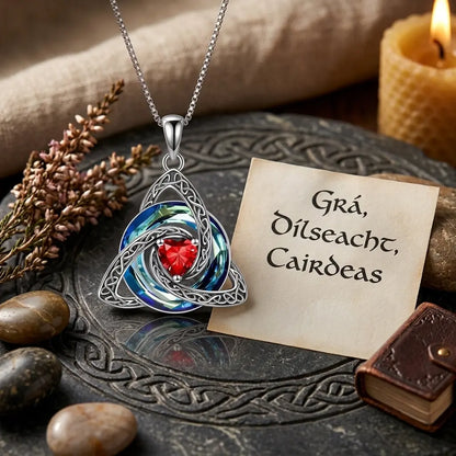 ✨ 50% OFF – Birthstone Celtic Trinity Knot Necklace – Silver-Plated Crystal Pendant Jewelry