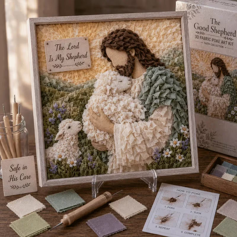 🎁Last Day 50% OFF✨-✝️3D Christian Fabric Poke Art Kit for Meaningful & Relaxing DIY Crafting 🙏