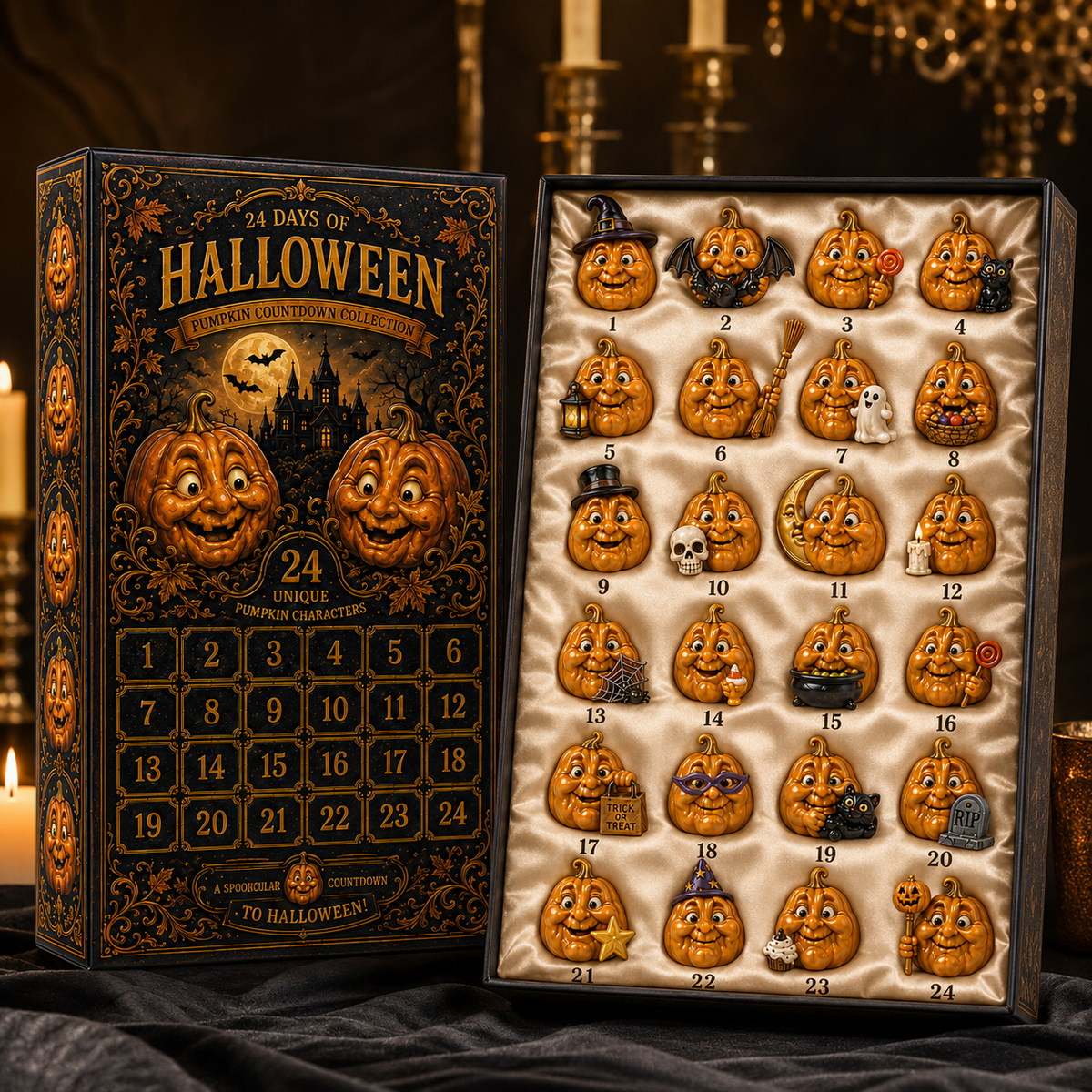 🎁 Last Day 50% OFF✨-🎃24-Day Christmas Countdown Advent Calendar with Halloween Pumpkin Ornaments🎄