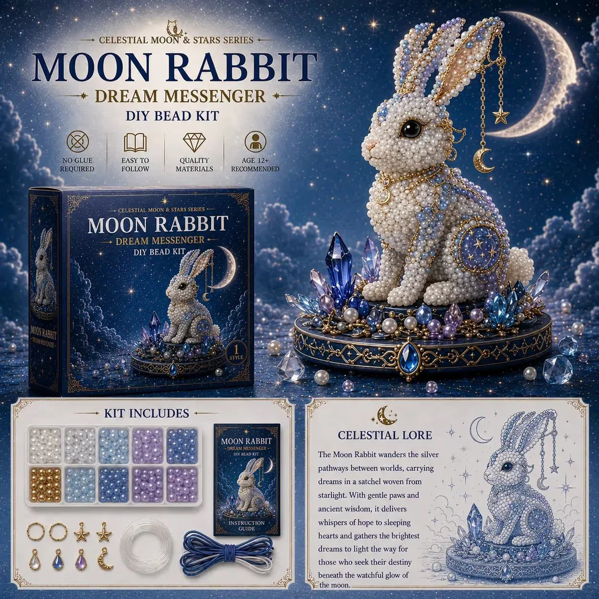 ⏰LAST DAY 50% OFF❤️ -🌙Moon Cat Luna Guardian DIY Bead Kit for Magical Celestial Crafting 🐈‍⬛