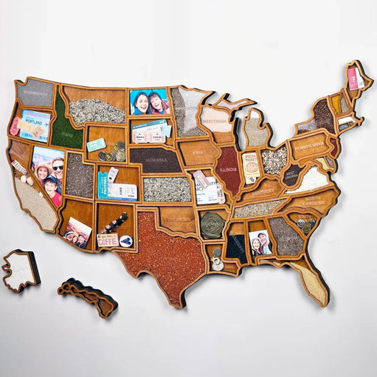 🎁 Personalized USA Travel Memory Map – Collect & Display Your Travel Keepsakes