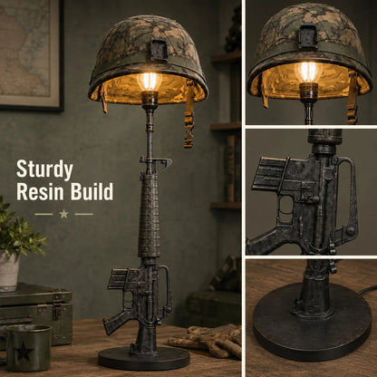 🪖 Last Day 50% OFF✨-💡Tactical Rifle & Helmet Table Lamp with Trigger Switch for Unique Military-Style Decor 🔥
