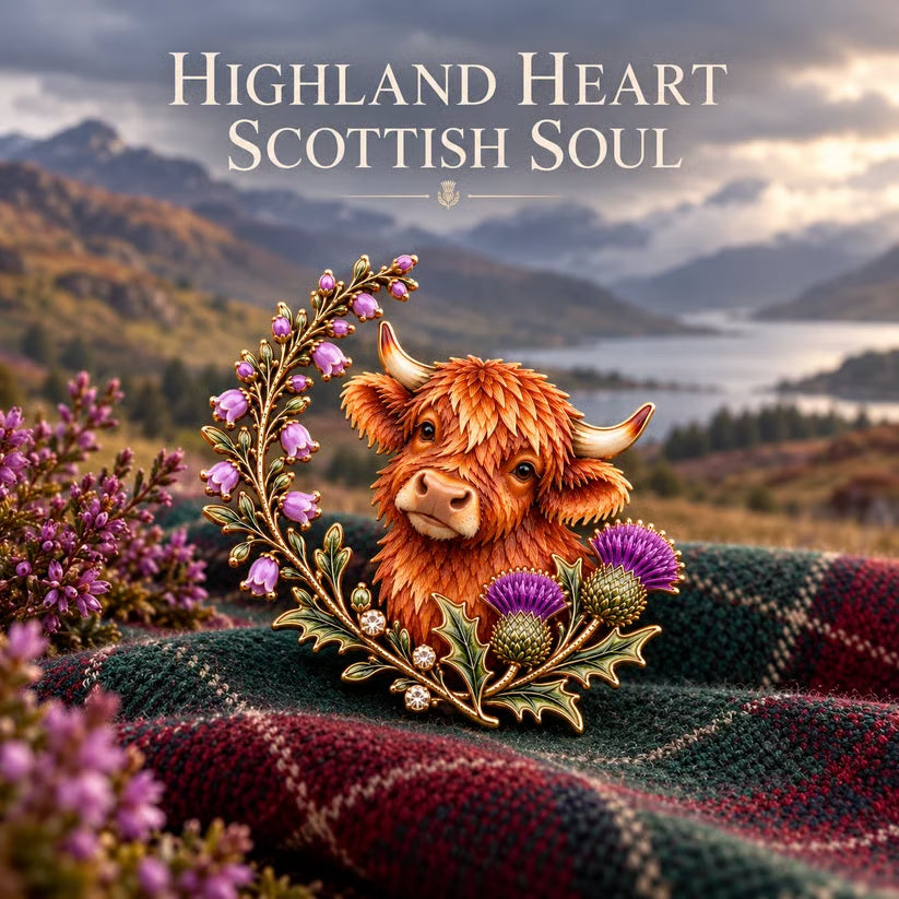 🏴 Last Day 50% OFF✨-🐮 Scottish Highland Cow Thistle Enamel Brooch 🌿