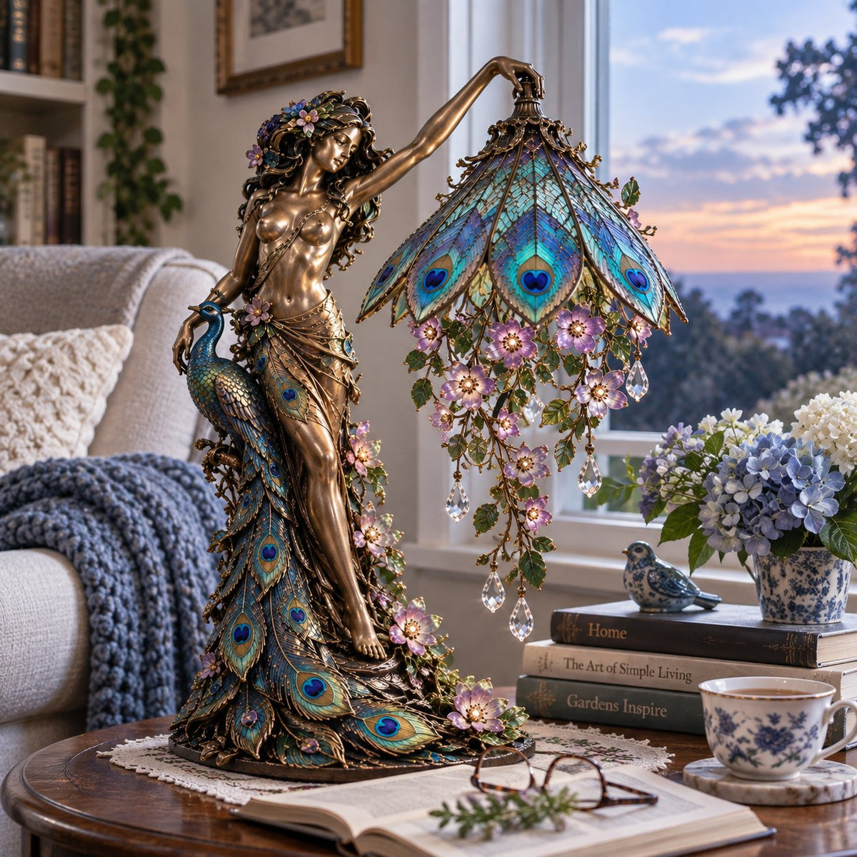 🎁 Last Day 50% OFF✨-✨Peacock Goddess Table Lamp| Elegant LED Decor Lamp🦚