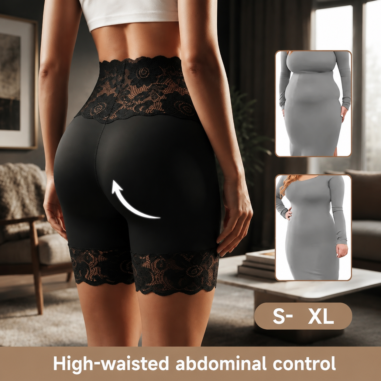 【Today's Special Offer】Women's High-Waisted Lace Shapewear Shorts – Smooth Silhouette Control