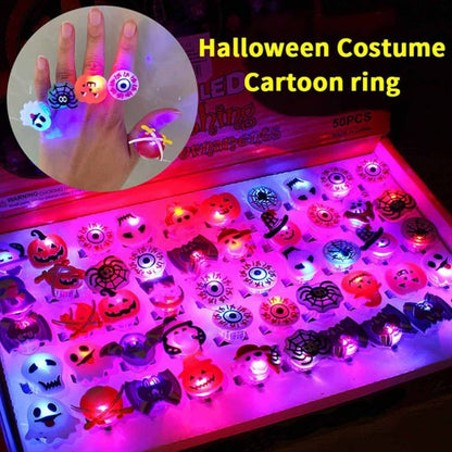 ⏰Last day Promotion 🔥-✨ LED Light Halloween Glowing Ring💍 | Flashing Light-Up Party Favor for Halloween Night 👻