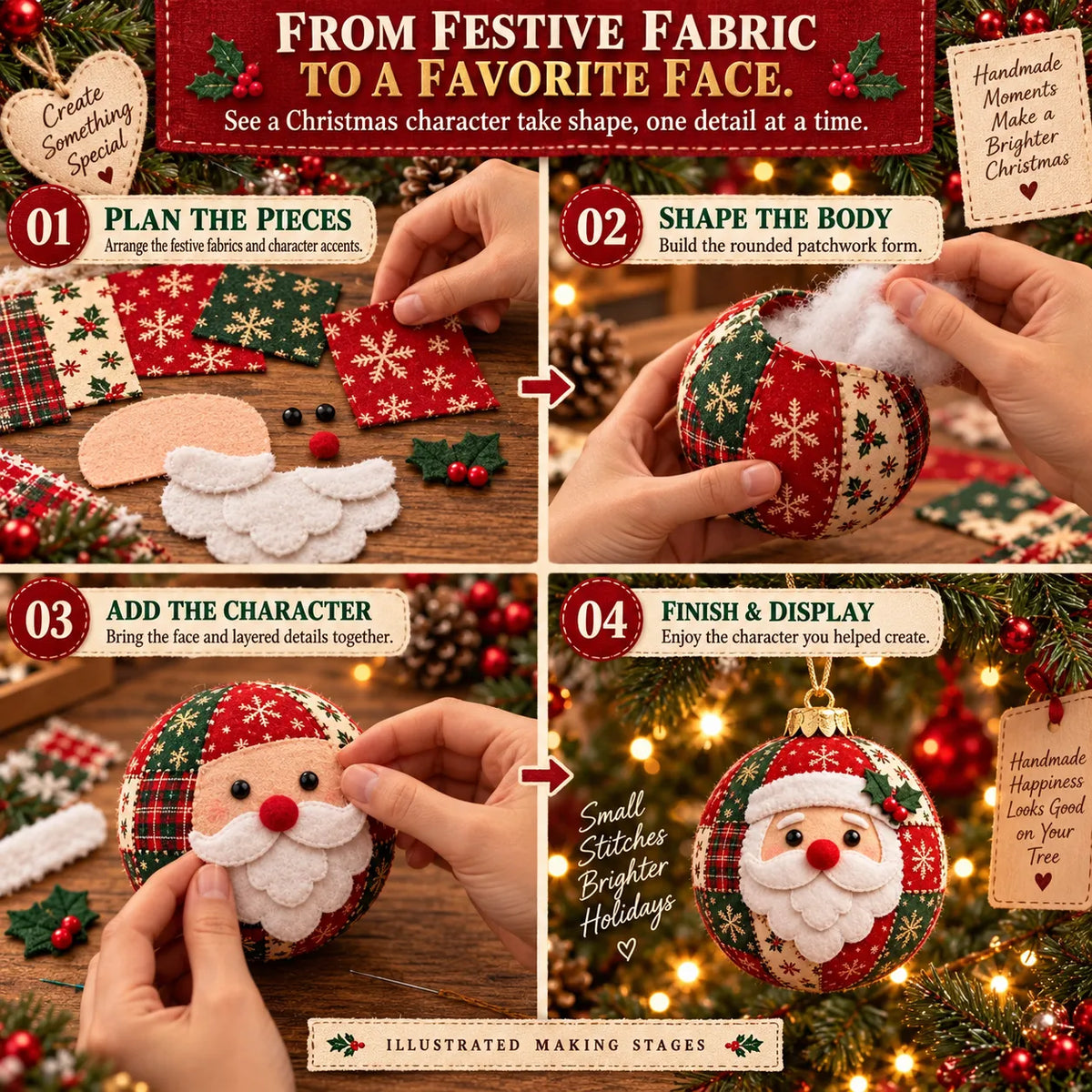 🎄 50% OFF – DIY Patchwork Christmas Ornament Kit – Cozy Handmade Holiday Decor ✨