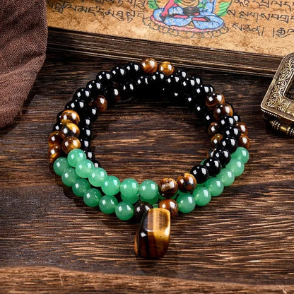 ✨ Crystal Money Attraction Necklace with Green Aventurine & Tiger Eye Pendant 💚