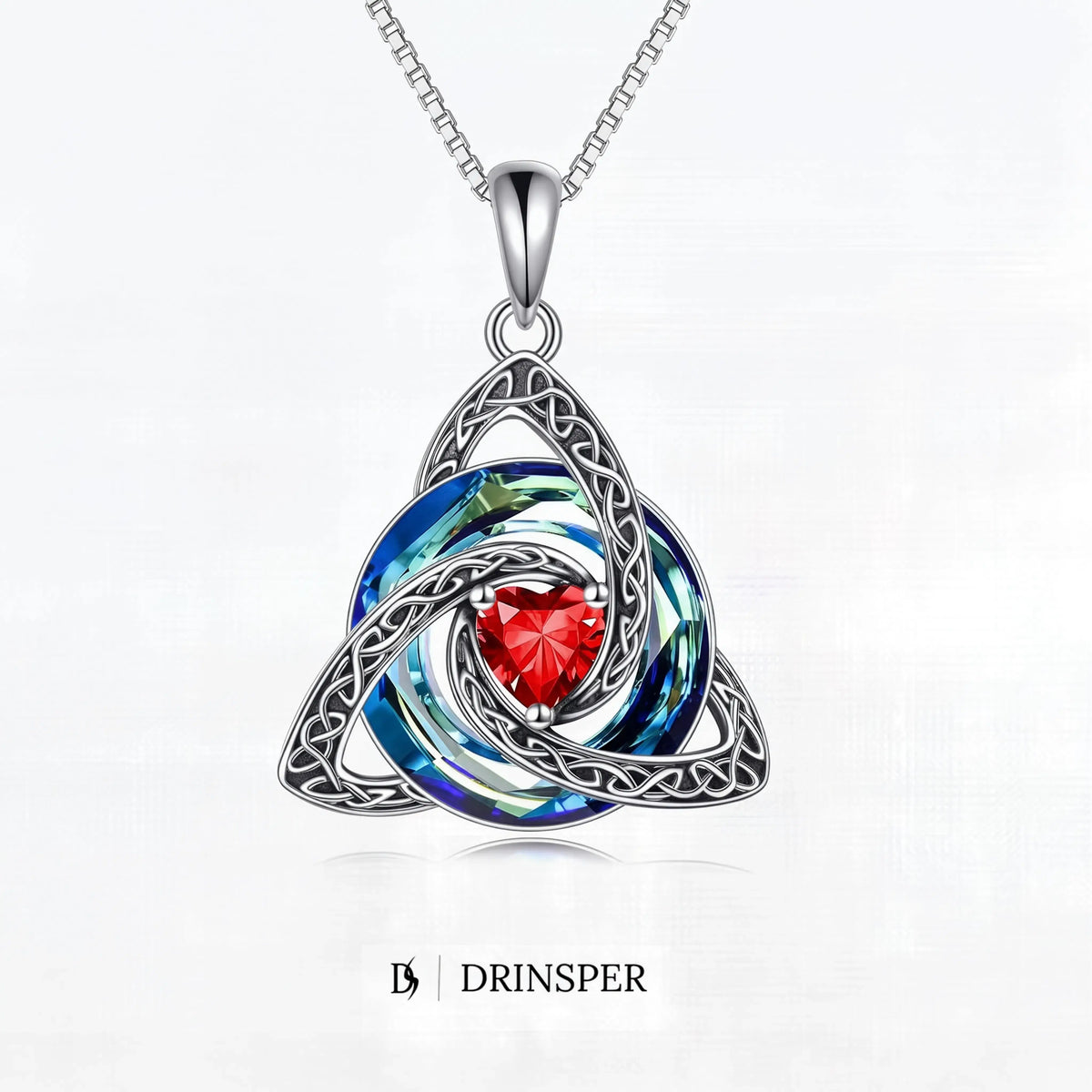 ✨ 50% OFF – Birthstone Celtic Trinity Knot Necklace – Silver-Plated Crystal Pendant Jewelry