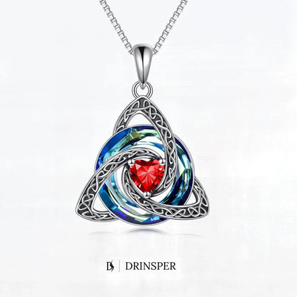 ✨ 50% OFF – Birthstone Celtic Trinity Knot Necklace – Silver-Plated Crystal Pendant Jewelry