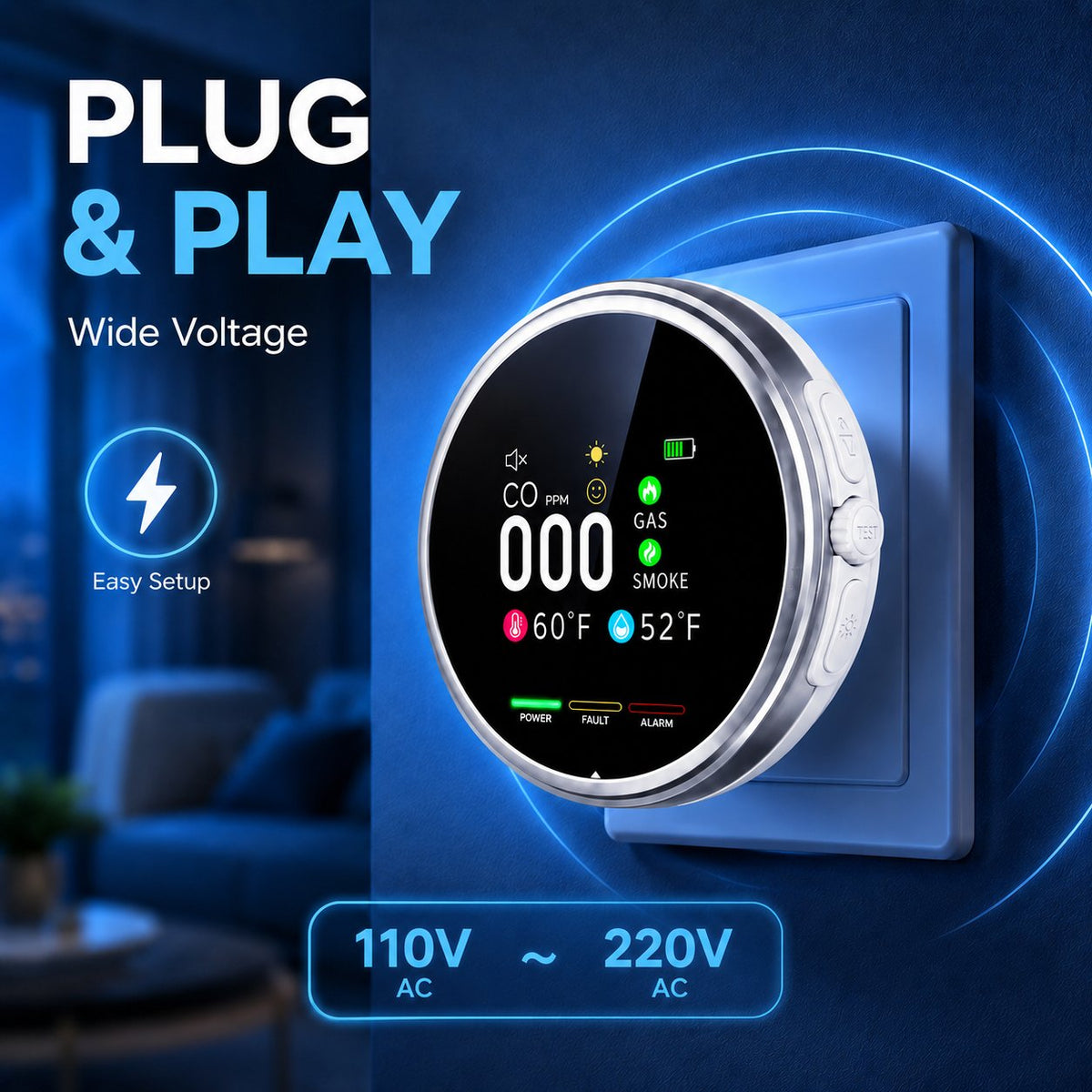 🚨 6-in-1 Plug-In Air Quality Detector | Fast Refresh Home Safety Monitor For House & RV Owners