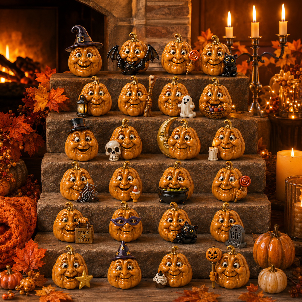🎁 Last Day 50% OFF✨-🎃24-Day Christmas Countdown Advent Calendar with Halloween Pumpkin Ornaments🎄