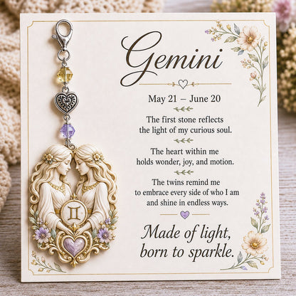 ⏰Holiday Celebration 50% OFF🔥 -✨ Personalized Zodiac Birthstone Keychains & Cards  ♈💎