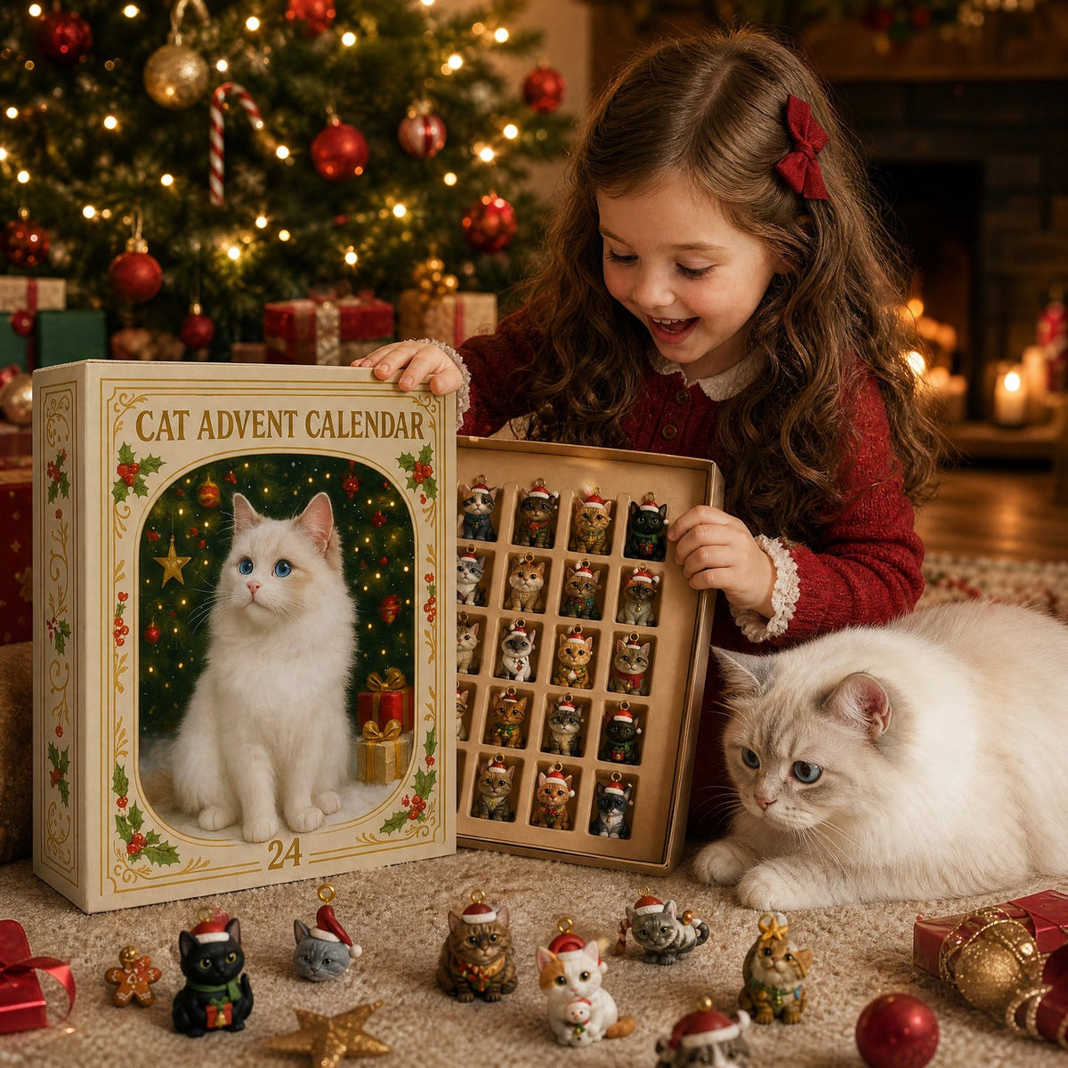 🐱 Holiday Celebration 50% OFF ✨-🎄 Cat Advent Calendar with 24 Cute Charms for Cat Lovers 🐱