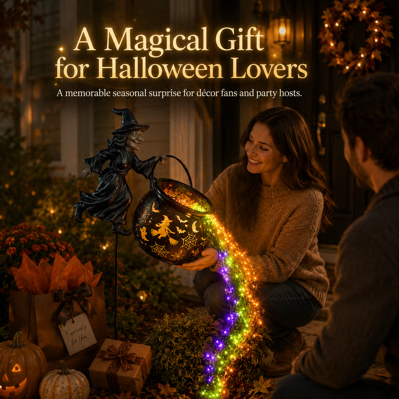 🧙‍♀️ Halloween Witch Cauldron Garden Light | Spooky Outdoor Decor for Yard & Pathway 🎃