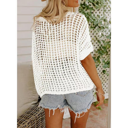 🔥Last day Promotion -🌸 Women's Open-Knit Crochet Top – Perfect for Casual Summer Outfits ☀️