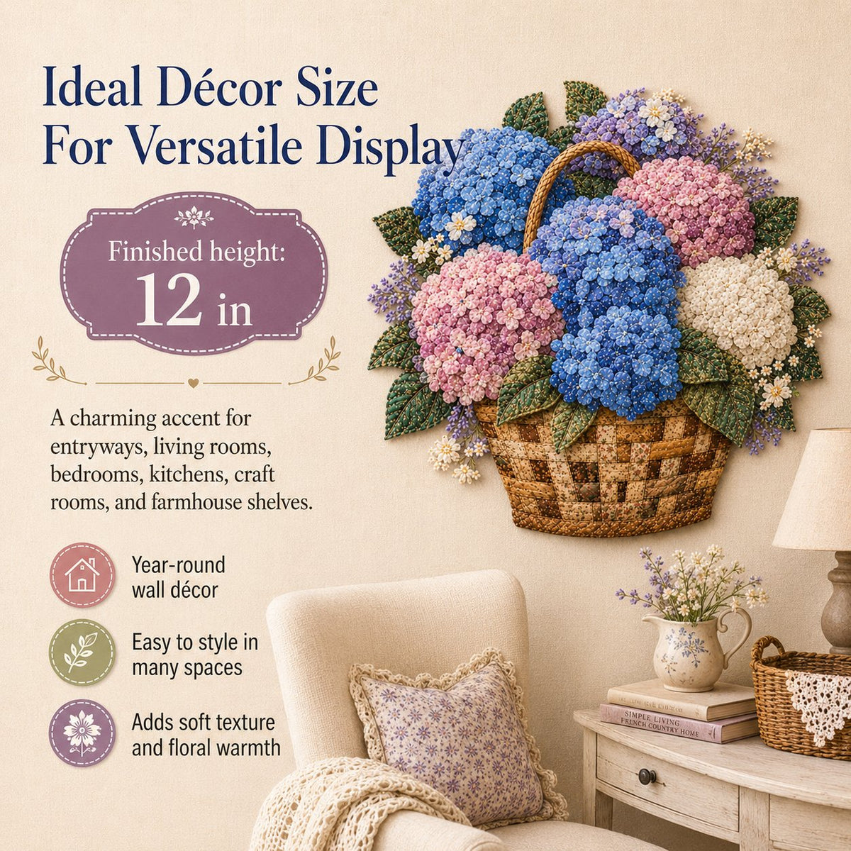 🧵HOT SALE 50% OFF✨ -🌸 Floral Basket Patchwork DIY Kit with 3D Layered Fabric Flowers for Creative Home Decor & Gifts 🎁