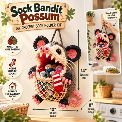 DIY Crochet Animal Sock Holder Kit | Funny Hanging Laundry Organizer & Creative Handmade Gift 🦈🐊