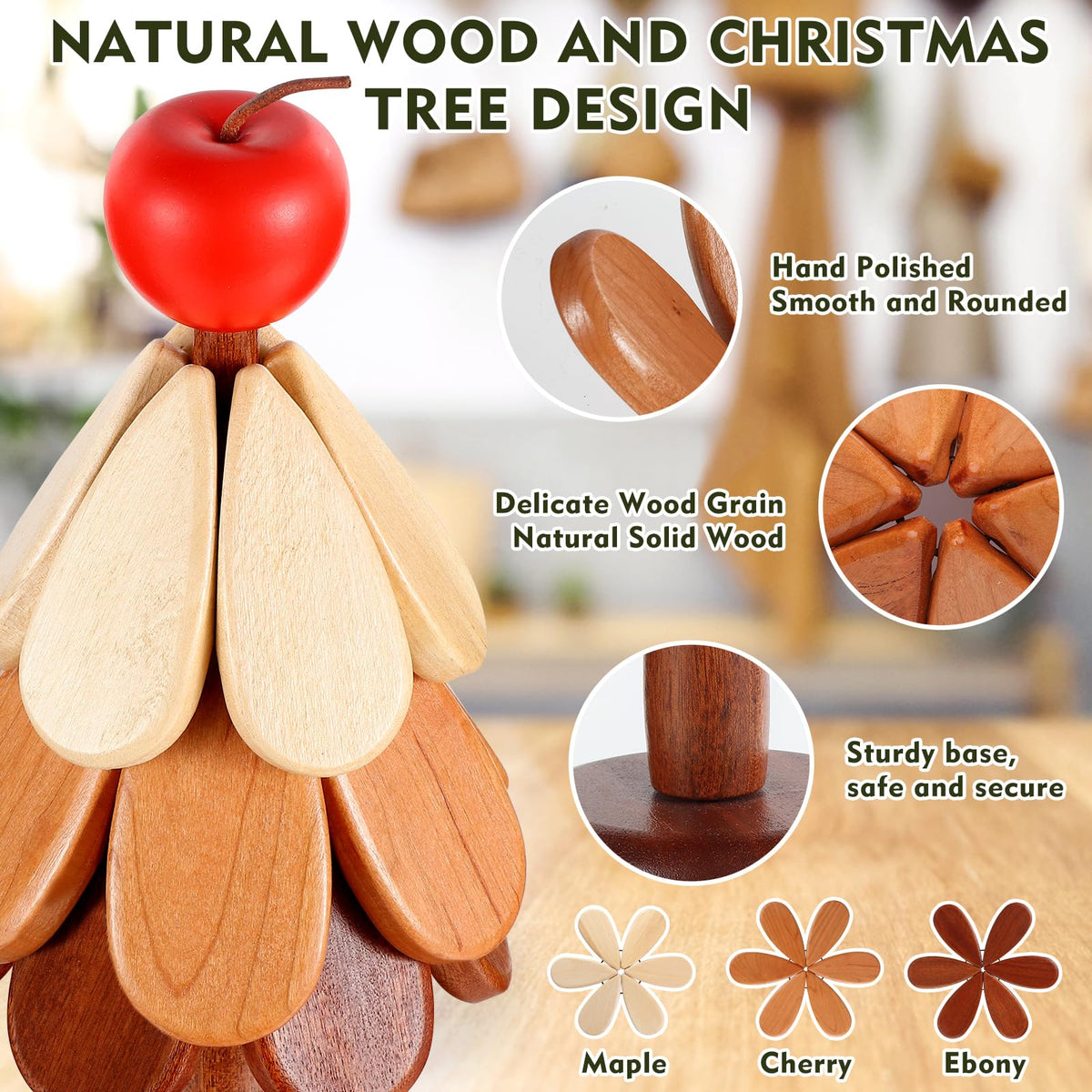 🍒Last day Promotion 🔥-🌲 Natural Wooden Tree Trivets for Protecting Tables from Hot Dishes  🍒