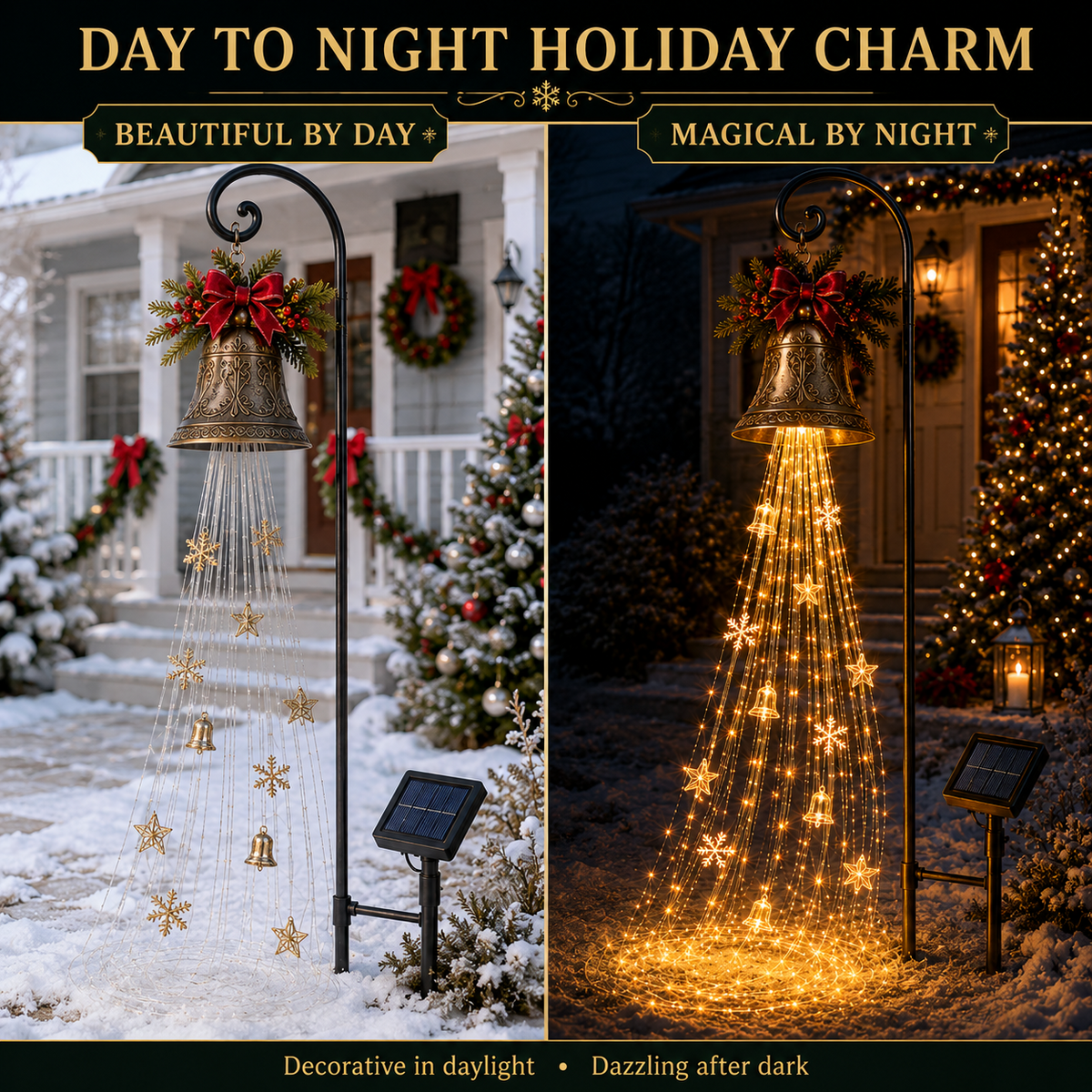 🎄HOT SALE 50% OFF💕 -🔔Christmas Bell Cascade Solar Yard Lights for Magical Outdoor Holiday Decor🎄
