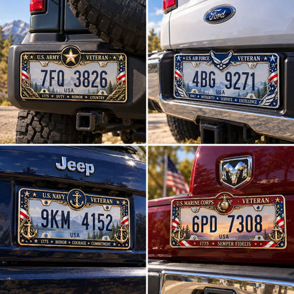 🇺🇸🦅 Honor Their Service – U.S. Military Veteran Commemorative License Plate Frame