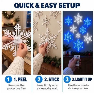 ⏳Last day Promotion 🔥-❄️LED Snowflake Wall Lights with 3D Glow & Remote Control for Magical Christmas Decor ✨