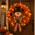 🍁 Holiday Celebration 50% OFF 🌻-🍂Lighted Scarecrow Fall Wreath for a Cozy, Welcoming Front Door Display ✨