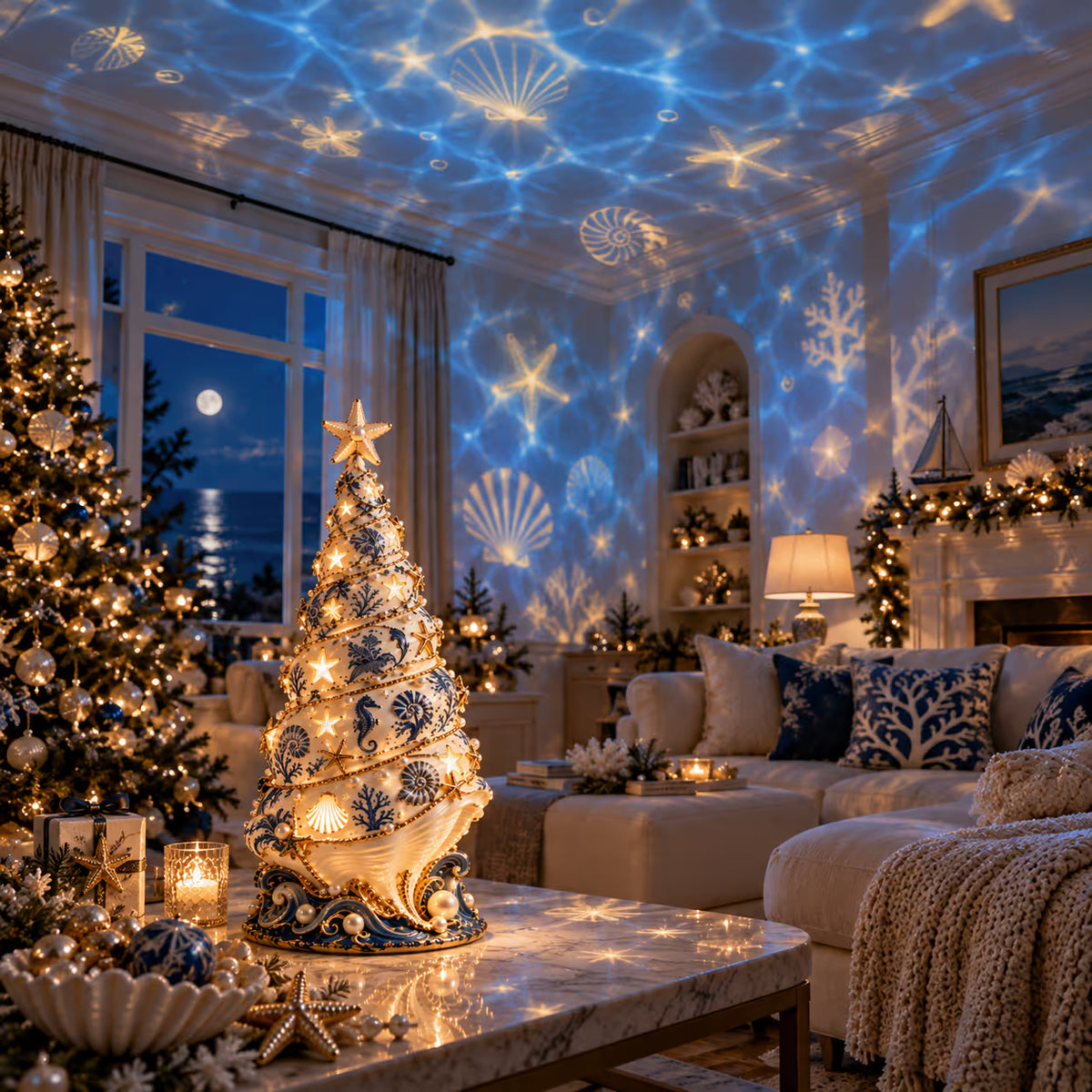🌊 Holiday Celebration 50% OFF ✨-🐚Ocean-Inspired Christmas Tree Projection Lamp✨