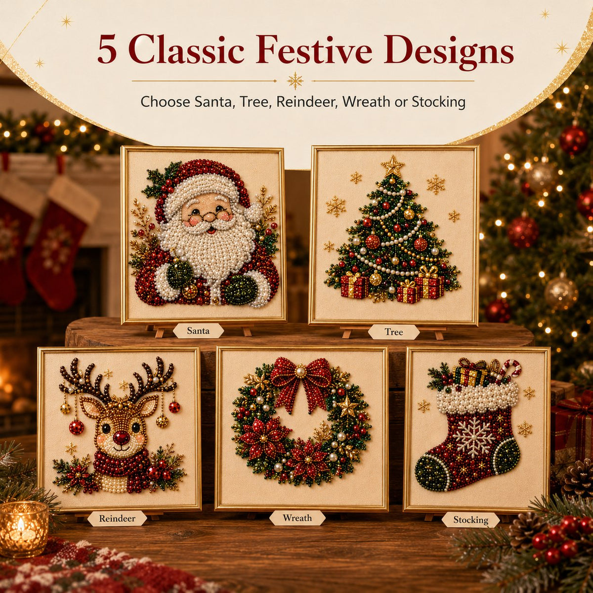 DIY Christmas Pearl Diamond Painting Art Kit With Frame Relaxing & Beginner-Friendly
