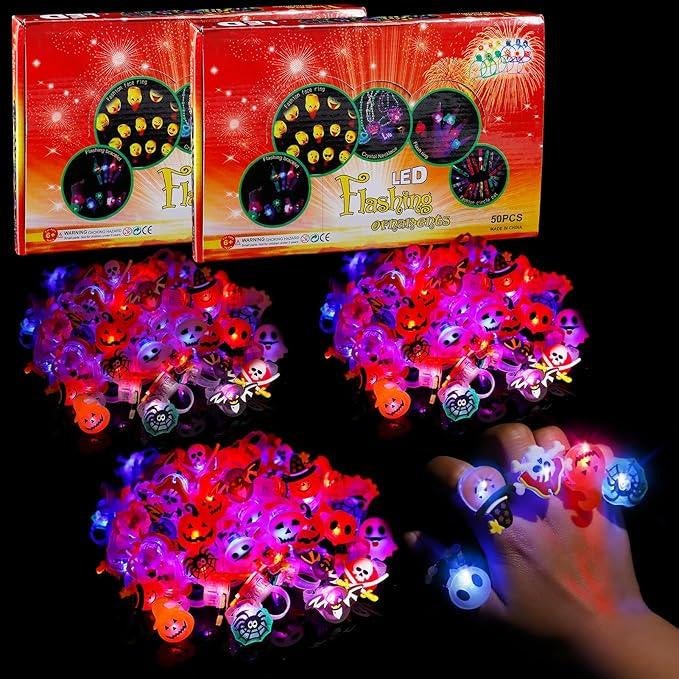 ⏰Last day Promotion 🔥-✨ LED Light Halloween Glowing Ring💍 | Flashing Light-Up Party Favor for Halloween Night 👻