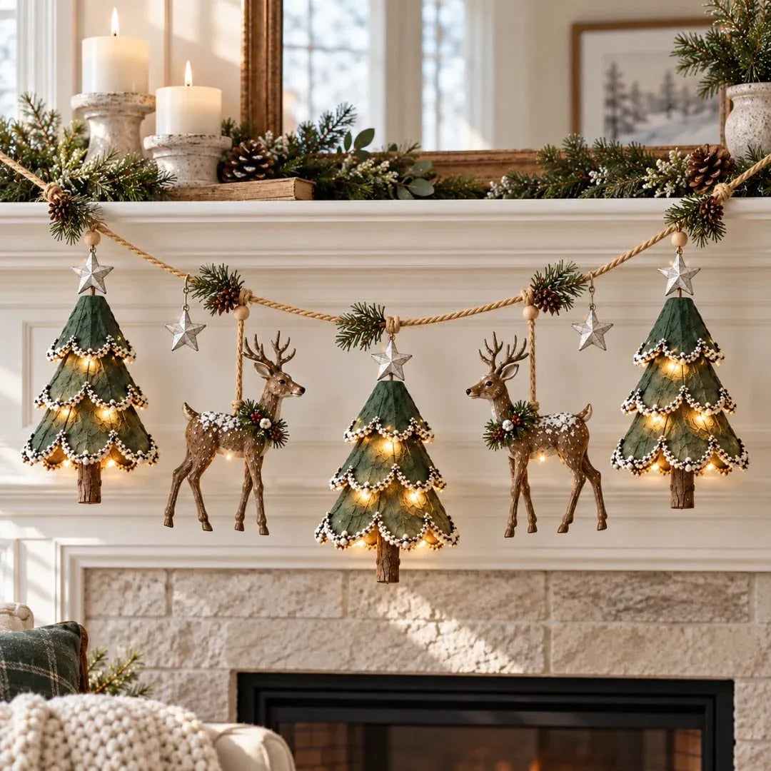 🦌 Holiday Celebration 50% OFF ✨-🌲 Lighted Woodland Christmas Garland for Magical Holiday Decor 🌟