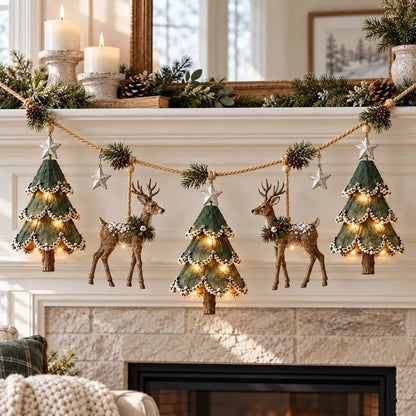 🦌 Holiday Celebration 50% OFF ✨-🌲 Lighted Woodland Christmas Garland for Magical Holiday Decor 🌟