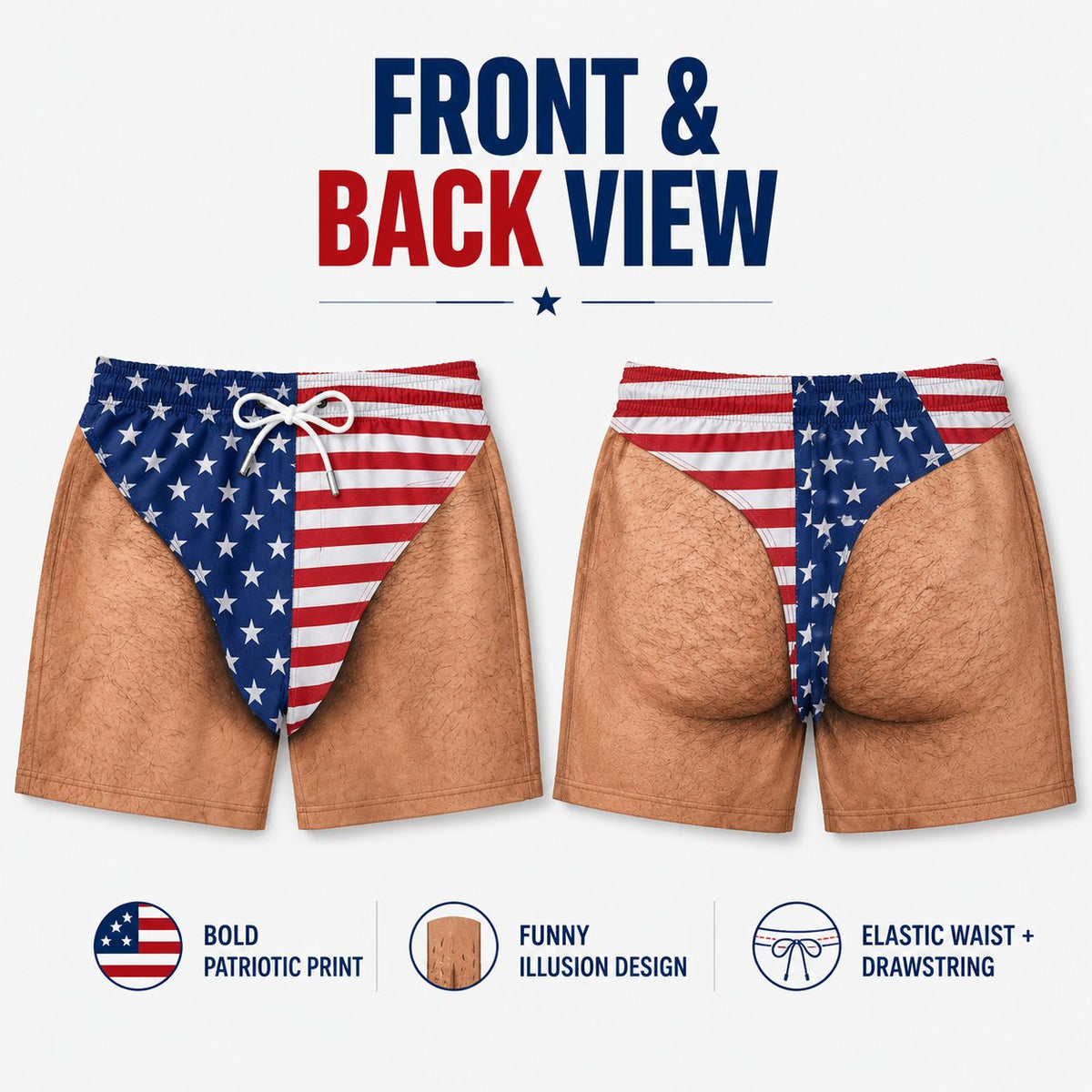 Funny Patriotic Men’s Swim Trunks – Freedom & Chill Summer Beach Shorts 🏖️😎