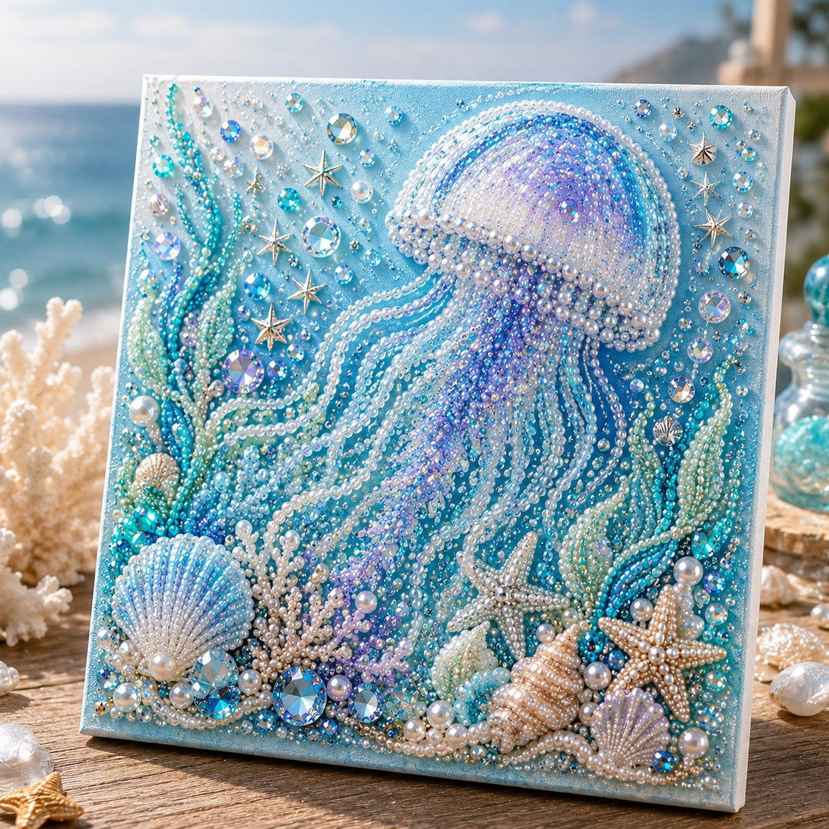 🌊✨ Ocean-Themed Pearl Art DIY Kit — Create Enchanting Coastal-Style Art