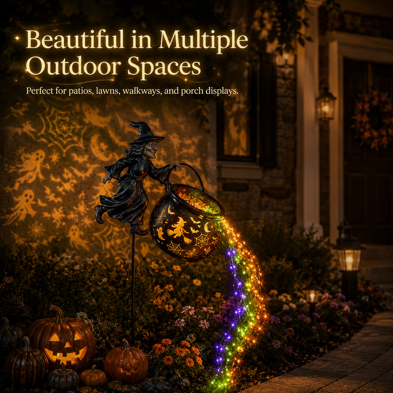 🧙‍♀️ Halloween Witch Cauldron Garden Light | Spooky Outdoor Decor for Yard & Pathway 🎃