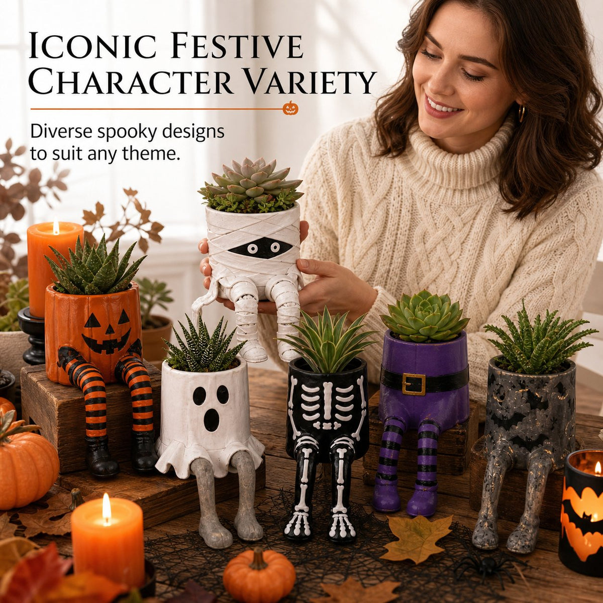🪴 Last Day 50% OFF✨-🧙‍♀️Whimsical Halloween Hanging Leg Planter for Fun  🌵