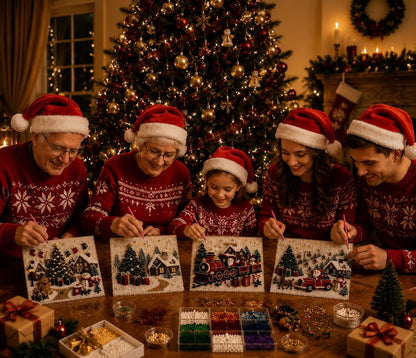 🎅 🎄 Premium 3D Pearl Christmas Wall Art Kit | Luxury Flocked Canvas with Scratch-Resistant Non-Fading Pearl Beads DIY Holiday Decor⛄️❄️