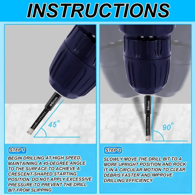 ⏰Last day Promotion 🔥-🔧 6PCS Diamond Drill Bit Set for Clean & Precise Tile, Glass & Granite Drilling 💎