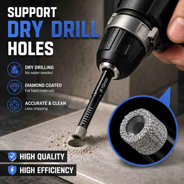 ⏰Last day Promotion 🔥-🔧 6PCS Diamond Drill Bit Set for Clean & Precise Tile, Glass & Granite Drilling 💎