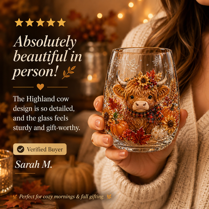 🔥 Last Day 50% OFF✨-🍂Autumn Harvest 3D Glass Cup Gift Set – 6 Festive Designs