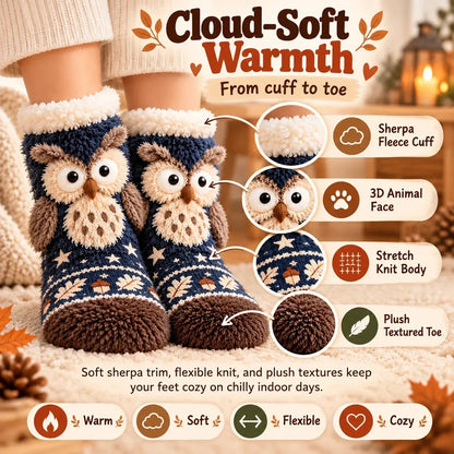 🐾 Holiday Celebration 50% OFF ✨-🦊 Cute 3D Animal Fuzzy Slipper Socks for Warmth ❄️