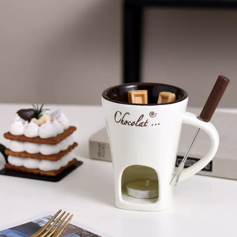 ☕ Last Day 50% OFF🕯️-🍫Handmade Chocolate Melting Mug for Cozy DIY Fondue & Sweet Holiday Treats 🎄