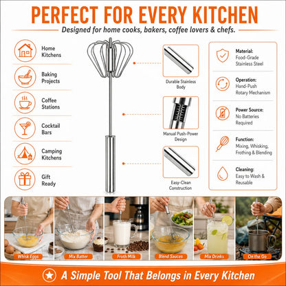 Hand-Push Rotary Whisk