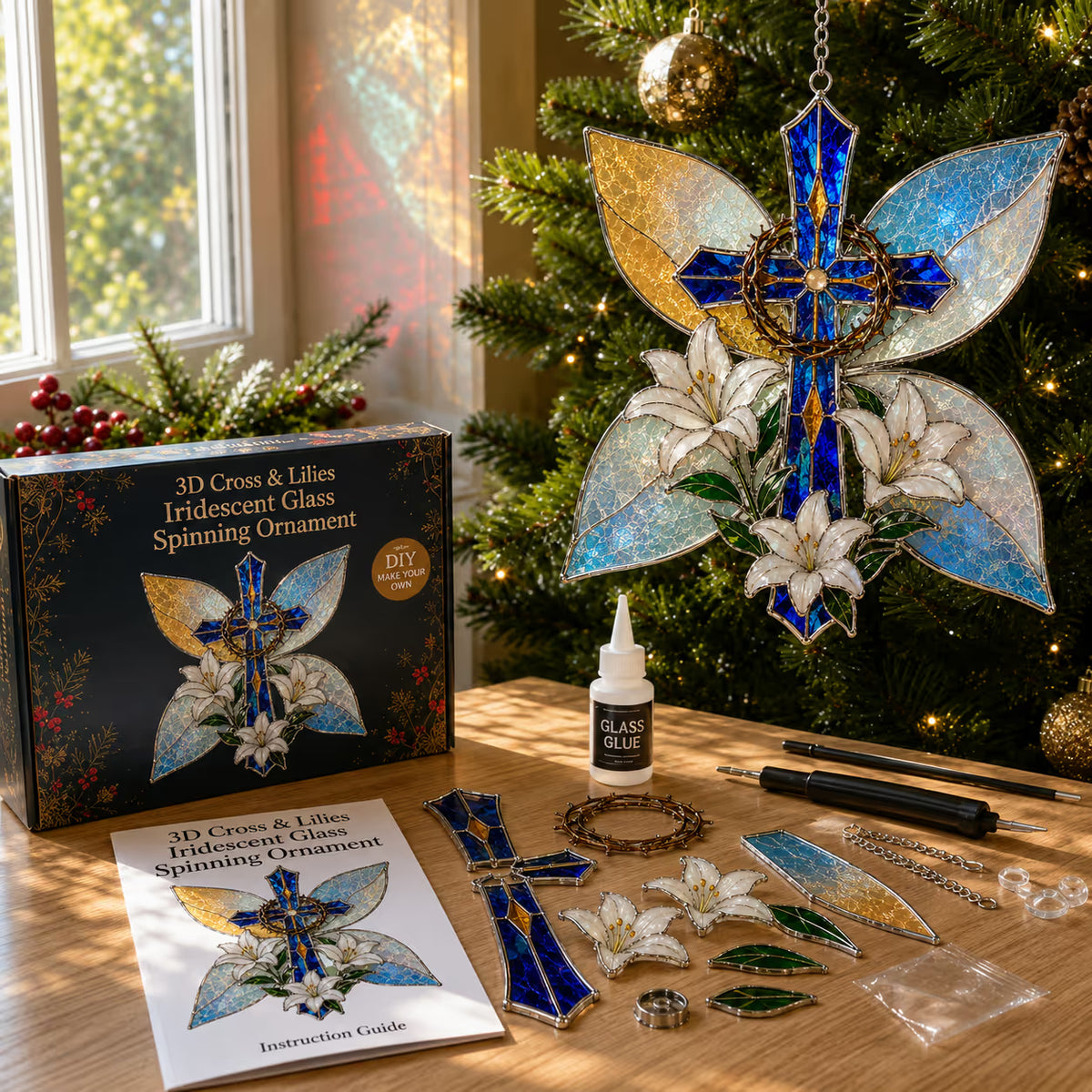 ⏳ Last Day 50% OFF –✝️Beginner-Friendly 3D Christian & Christmas Suncatcher DIY Kit 🎄