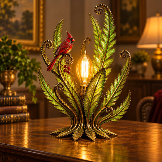 🔥 Holiday Celebration 50% OFF ✨-🐦Cardinal Garden Glow Lamp for Vintage Bird & Botanical Home Decor 🌿