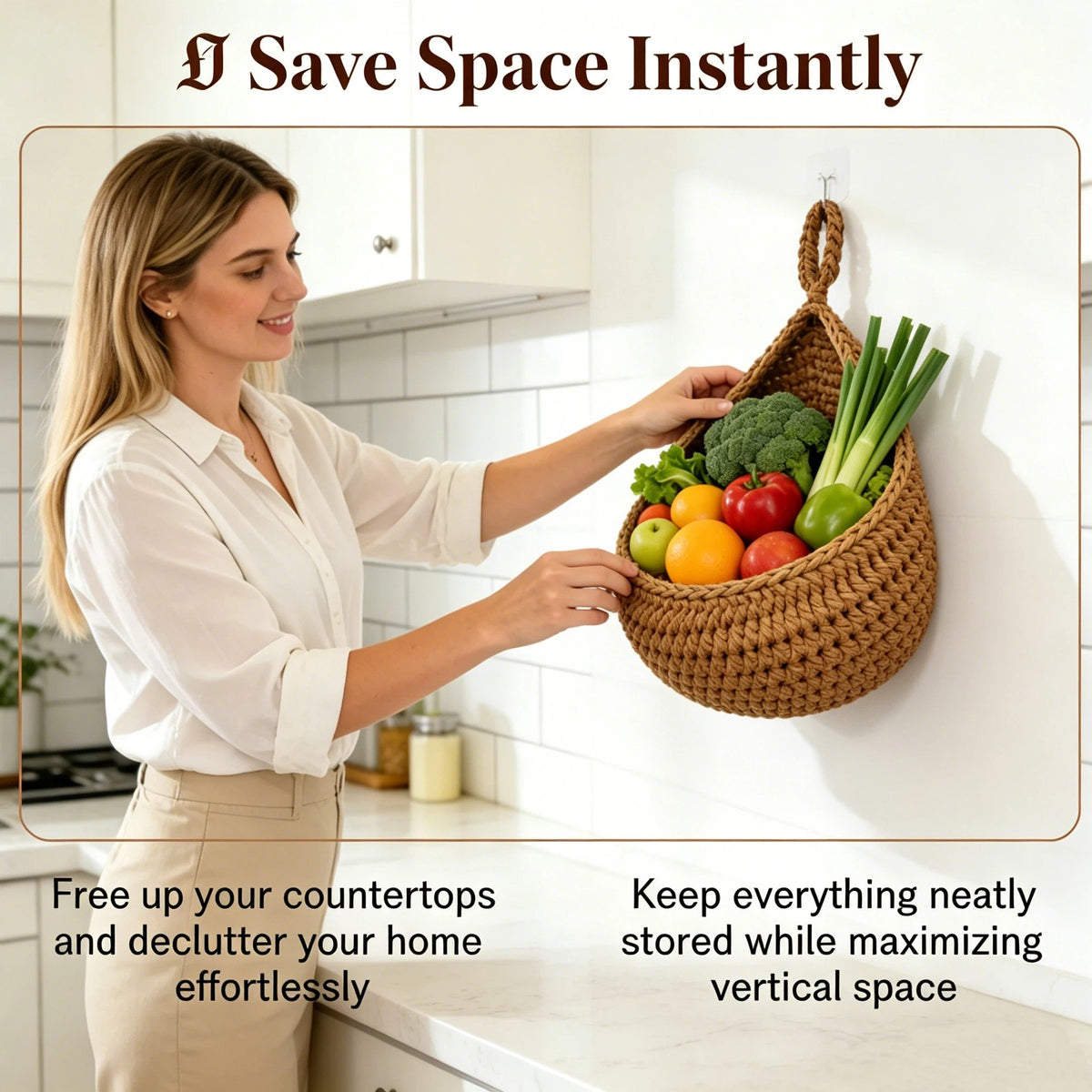 🔥 Holiday Celebration 50% OFF ✨-🍎 Hanging Fruit Basket for Space-Saving Kitchen Storage & Easy Organization ✨